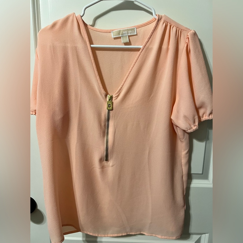Michael Kors Peach Zip-Front Blouse VGUC Small
